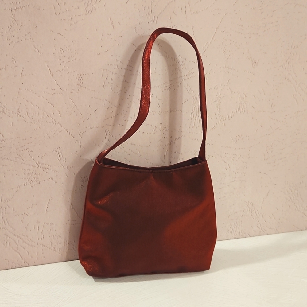 Deep red burgundy shimmer mini hand bag Made in Italy 1998